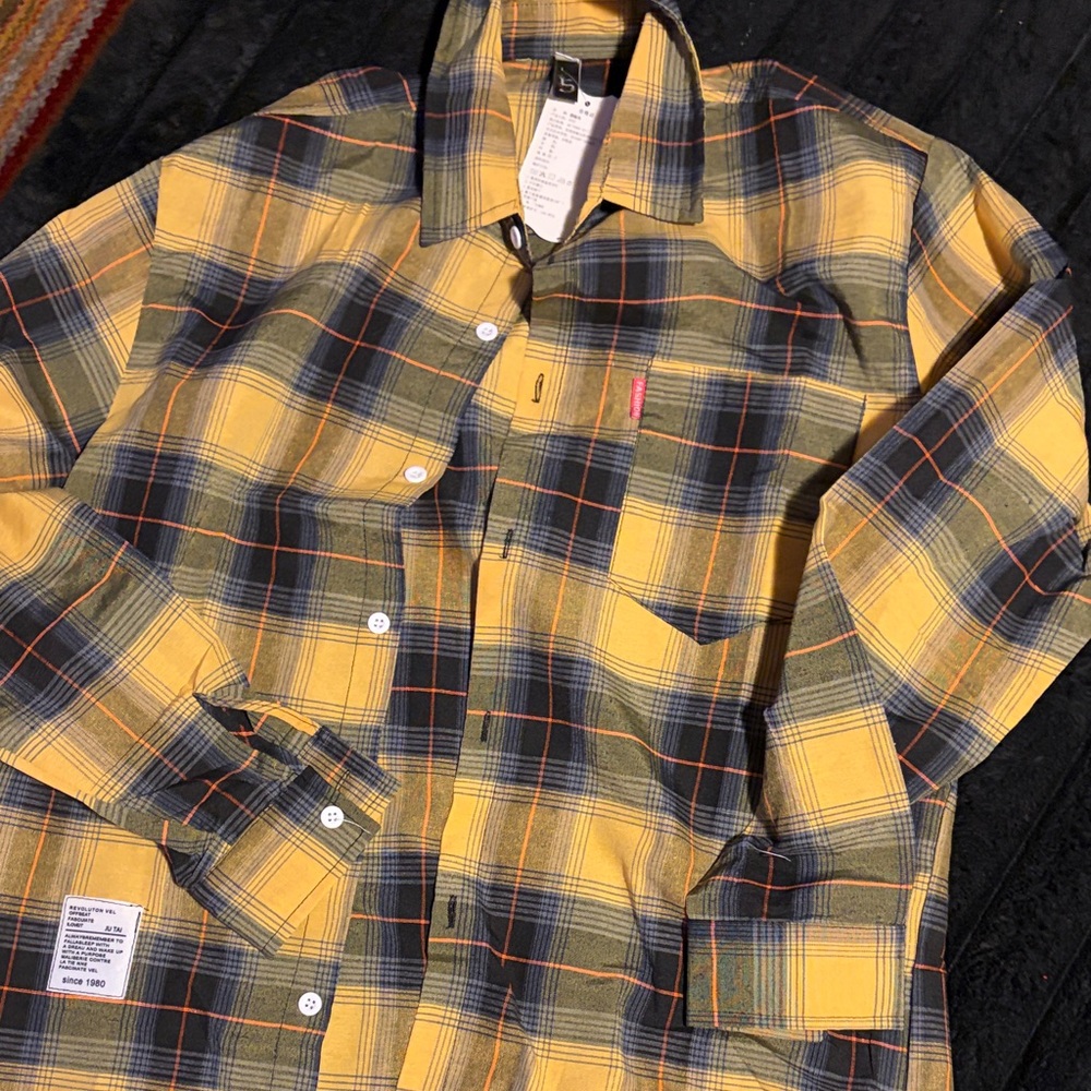 Yellow Plaid Casual Button Down Shirt